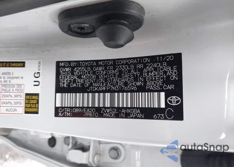 2021 Toyota Prius Prime Xle z USA, uszkodzony, nr VIN JTDKAMFP7M3176596